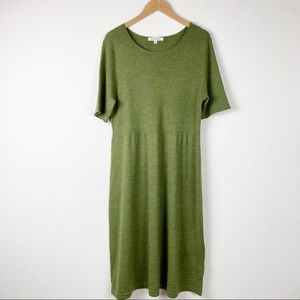 TravelSmith merino wool green sweater dress